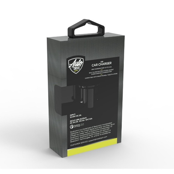 Auto Drive Black Quick Charge 3.0 USB Car Charger - Picture 2 of 10